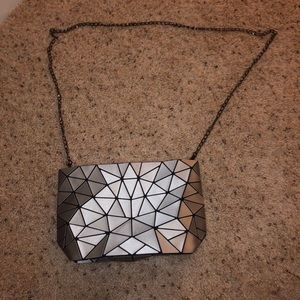 Geometric silver fashion Chain bag.